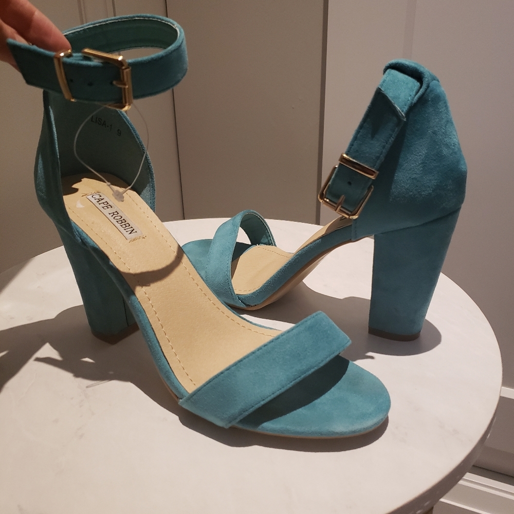 Blue heeled sandals - NWT
